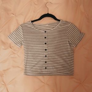 Striped, button up, crop top